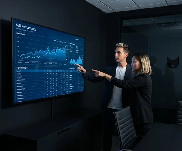 Nekko Digital team reviewing SEO analytics and strategy