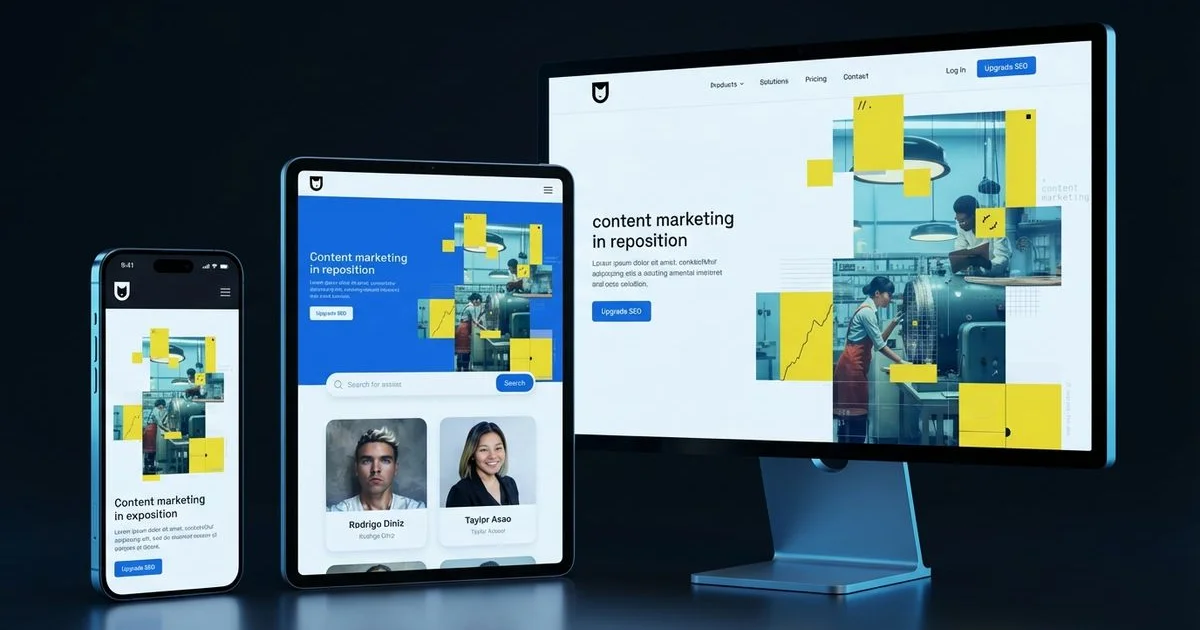 Mobile-first design showing responsive layouts on smartphones and tablets
