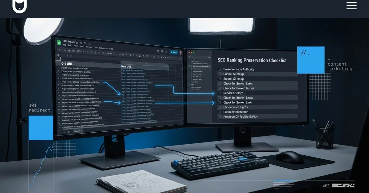 Website redesign SEO migration with URL mapping and 301 redirect strategy